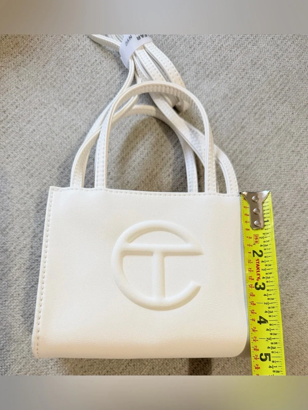 Telfar small Shopping Bag in White with Embossed Logo - Picture 4 of 6